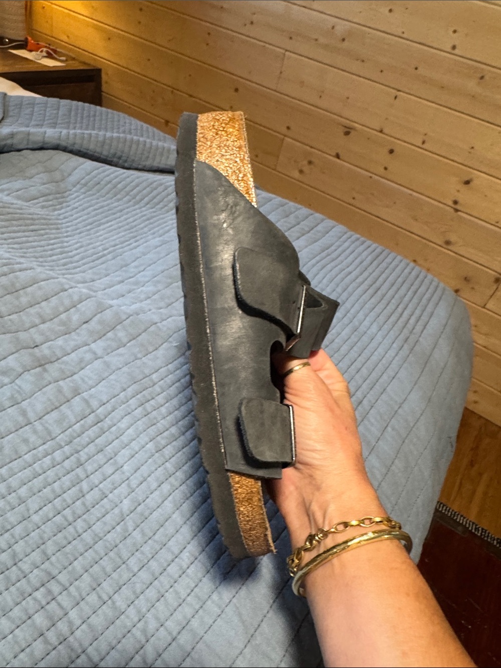 Birkenstock Women's Double Buckle Slide Sandals in Charcoal - Picture 5 of 6